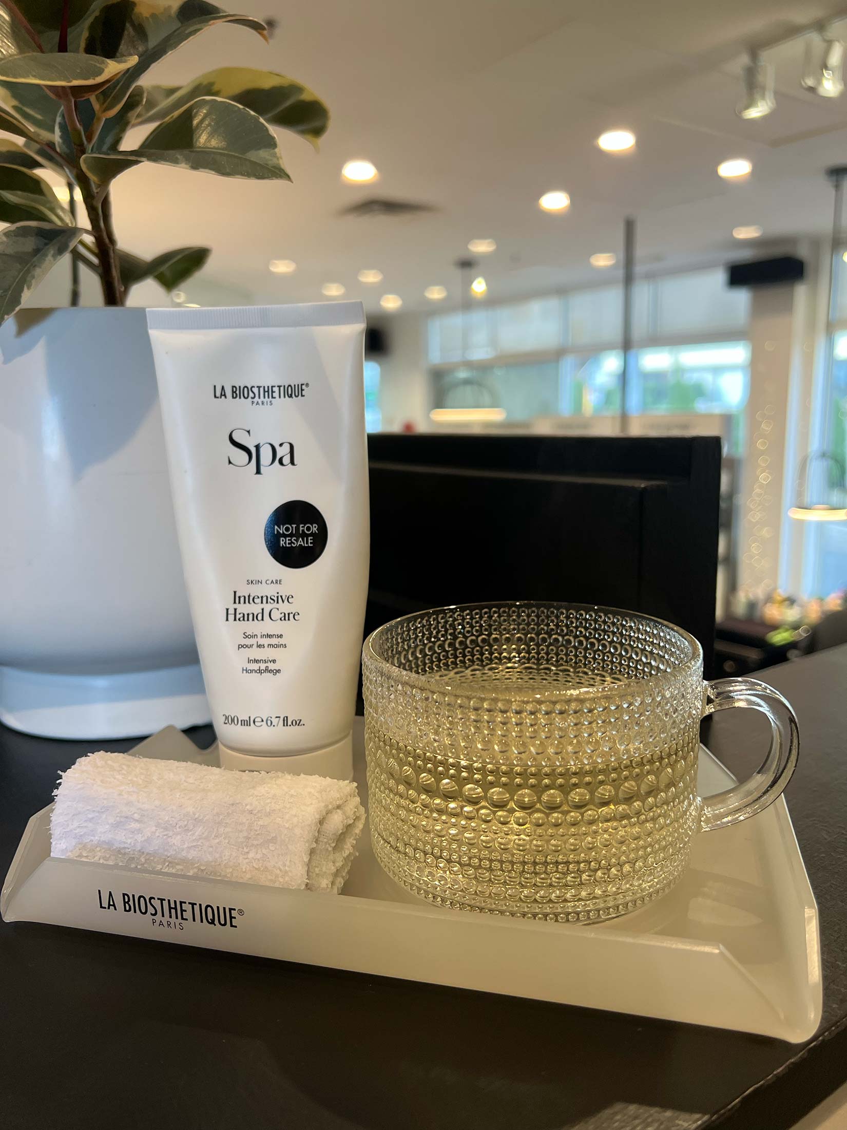 Welcome-tray-with-tea, Capelli Salon Vancouver